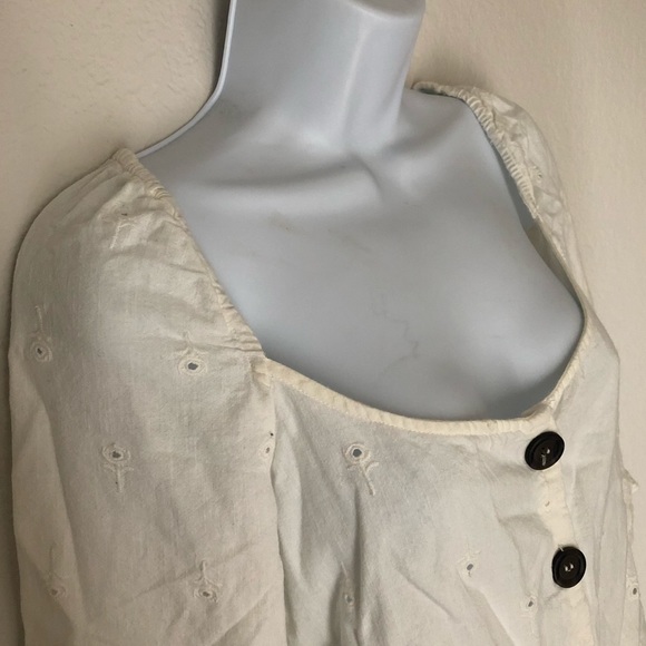 Zara Square Neck Puff Sleeve Embroidered Blouse XS - Picture 4 of 4